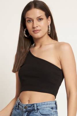 Casual no sleeve solid  black top 4