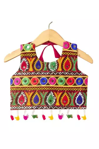 Banjara India Kutchi Emboidered Blue Girls Chaniya Choli with Dupatta (CC-DROP) - PINK