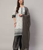 Charcoal embroidered viscose  Kurta pant dhoti pant with dupatta set