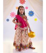 White Kutch work embroidered lehenga choli set with dupatta 