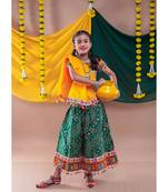 Green kutch work embroidegreen lehenga choli set with dupatta