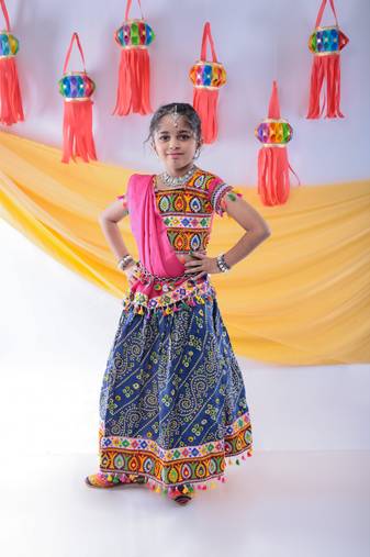 Blue kutch work embroideblue lehenga choli set with dupatta