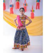 Blue kutch work embroideblue lehenga choli set with dupatta