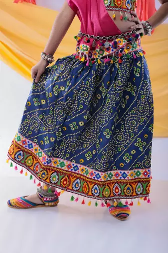 Blue kutch work embroideblue lehenga choli set with dupatta