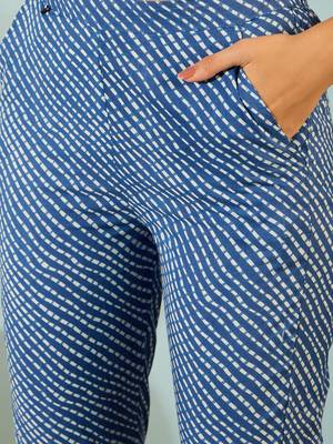 Navy Blue Printed Pure Cotton Straight Kurti Pant and Dupatta Set 4
