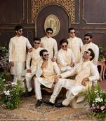 Yellow digital print on art silk  3pcs jacket set