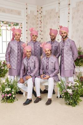 onion computer work on art silk 3 pcs nehru jacket set 1