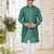 green computer work on art silk 3 pcs nehru jacket set