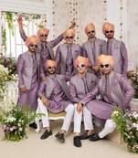 Dark onion computer work on art silk 3 pcs jacket set