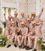 Onion pink  computer work on art silk 3 pcs jacket set