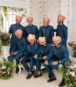 Blue computer work on art silk 3 pcs jacket set