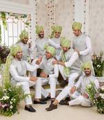 Gray computer work on art silk 3 pcs jacket set