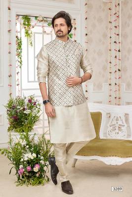 Pista green computer work on art silk 3 pcs jacket set 1