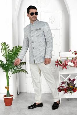 Light gray imported jaquard silk jacket only 1