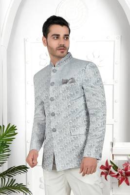 Light gray imported jaquard silk jacket only 2