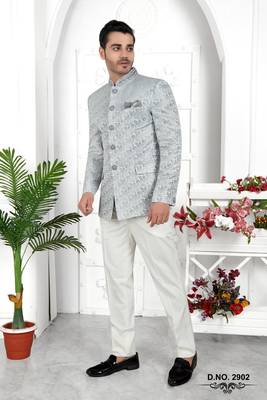 Light gray imported jaquard silk jacket only 4