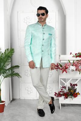 firozi green imported jaquard silk jacket only 1