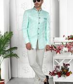 Firozi green imported jaquard silk jacket only
