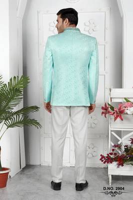 firozi green imported jaquard silk jacket only 3