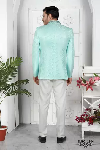 firozi green imported jaquard silk jacket only