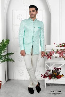 firozi green imported jaquard silk jacket only 4