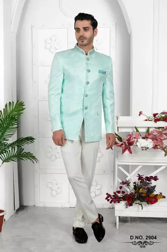 firozi green imported jaquard silk jacket only