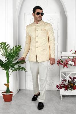 beige imported jaquard silk jacket only 1