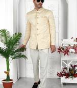 Beige imported jaquard silk jacket only