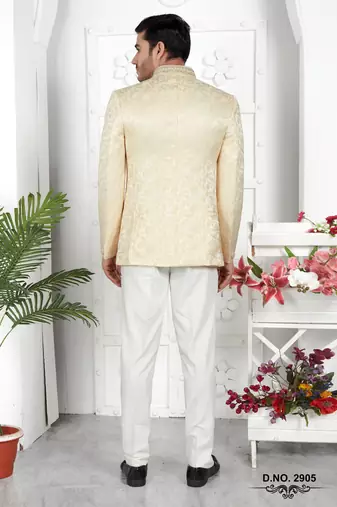 beige imported jaquard silk jacket only