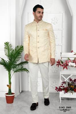 beige imported jaquard silk jacket only 4