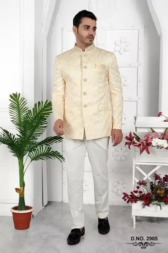 beige imported jaquard silk jacket only