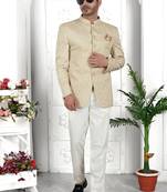 Pista green computer thread work on art silk jacket only