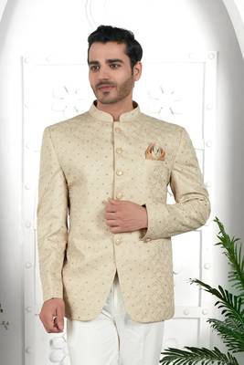 pista green computer thread work on art silk jacket only 2
