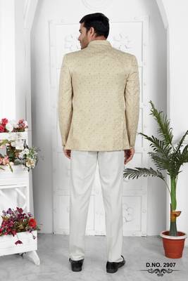 pista green computer thread work on art silk jacket only 3