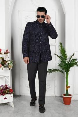 blue computer thread work on valvet jacket only 1