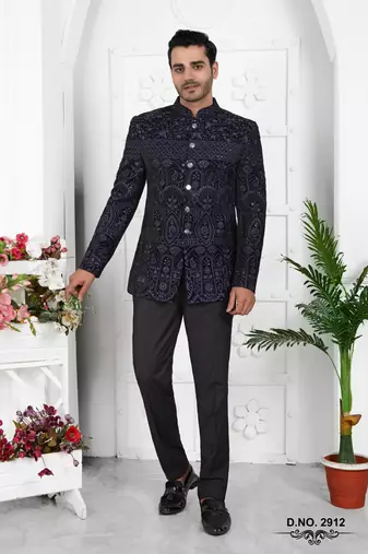 blue computer thread work on valvet jacket only