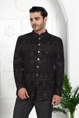 black computer thread work on valvet jacket only 2