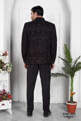 black computer thread work on valvet jacket only 3