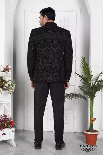 black computer thread work on valvet jacket only