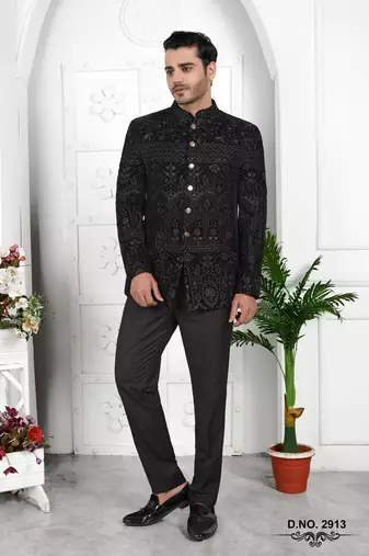 black computer thread work on valvet jacket only