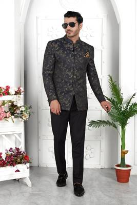 dark greyish blue computer thread work on art silk jacket only 1