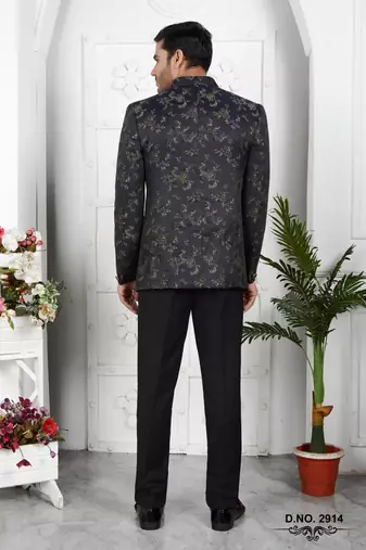 dark greyish blue computer thread work on art silk jacket only