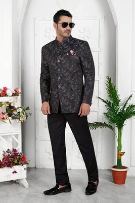 dark greyish blue computer thread work on art silk jacket only 1