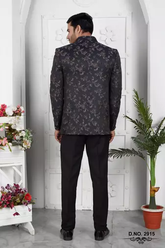 dark greyish blue computer thread work on art silk jacket only