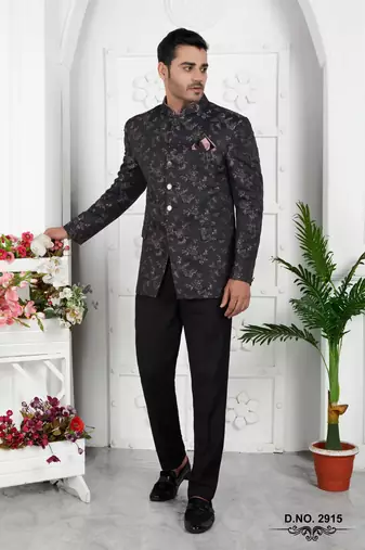 dark greyish blue computer thread work on art silk jacket only