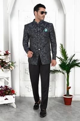 dark greyish blue computer thread work on art silk jacket only 1