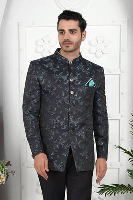 dark greyish blue computer thread work on art silk jacket only 2