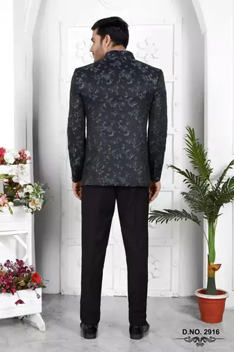 dark greyish blue computer thread work on art silk jacket only