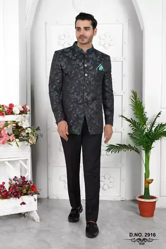 dark greyish blue computer thread work on art silk jacket only