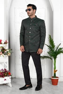 dark green imported jaquard silk jacket only 1